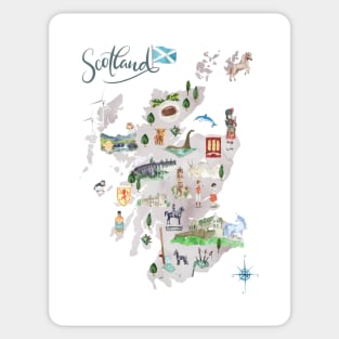 Illustrated Map of Scotland Sticker